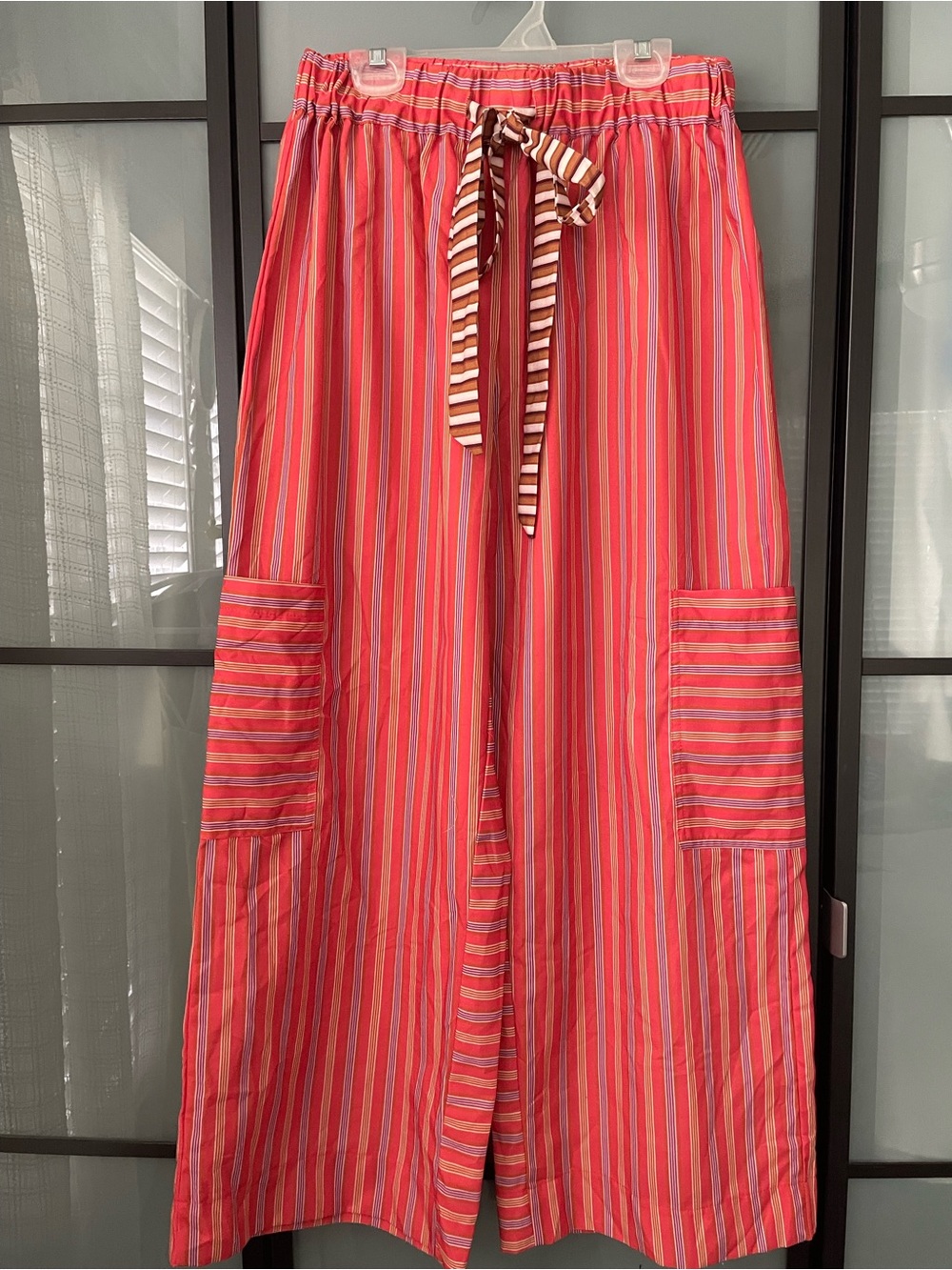 Tik Tok Viral Striped Wide-Leg Drawstring Pants in Coral & Pink